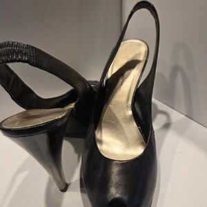 Jessica Simpson Elegant Black Platform Slingback Heels